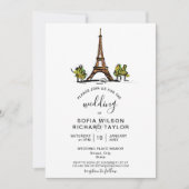 Invitation Mariage à main Destination Paris Tour Eiffel (Devant)
