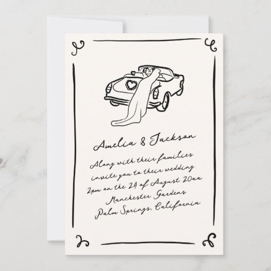 Invitation Mariage à main fantaisiste (Devant)