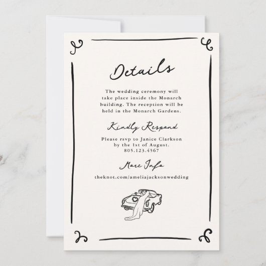 Invitation Mariage à main fantaisiste (Dos)