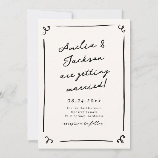 Invitation Mariage à main fantaisiste (Devant)