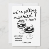 Invitation mariage à main noire Whimsical (Devant)