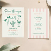 Invitation Mariage à main rose vert Palm Spring