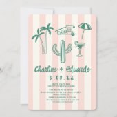 Invitation Mariage à main rose verte Palm Springs (Devant)