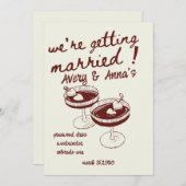 Invitation Mariage à main rouge Whimsical (Devant / Derrière)