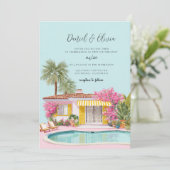 Invitation Mariage à Miami Beach à l'aquarelle (Debout devant)