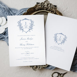 Invitation Mariage à Monogramme de Crête Florale de Régence B