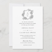 Invitation Mariage à monogramme floral élégant Hydrangea Cres (Devant)