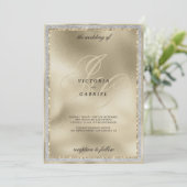 Invitation Mariage à monogramme noir paillettes dorées (Debout devant)