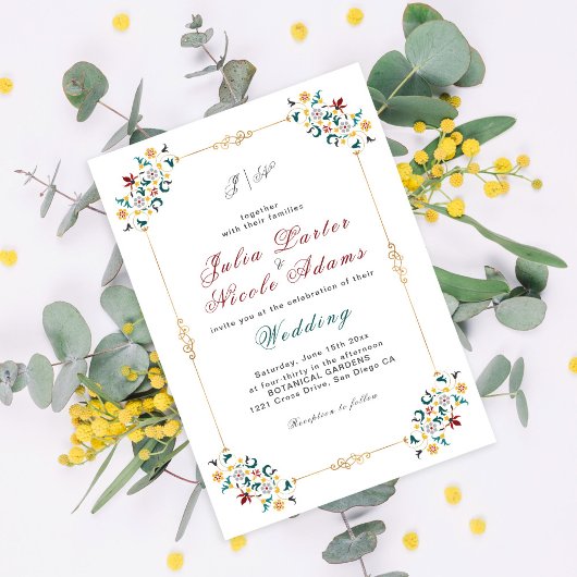 Invitation Mariage à motif classique complexe de géométrie vi