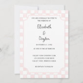 Invitation Mariage à motif damier rose peint (Devant)