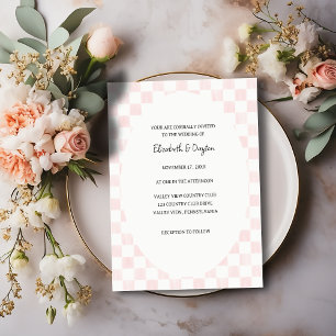 Invitation Mariage à motif damier rose peint