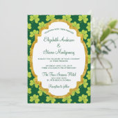 Invitation Mariage à motif de trèfle vert mignon (Debout devant)