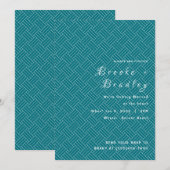Invitation Mariage à motif tissé sarcelle (Devant / Derrière)