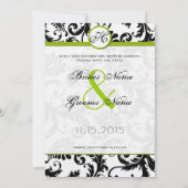 Invitation Mariage à motifs damassés vert pomme Enregistrer l (Dos)