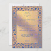 Invitation Mariage à motifs floraux bleu et or Classy (Devant)