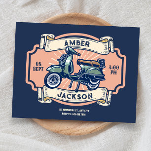 Invitation Mariage à moto classique vintage rétro
