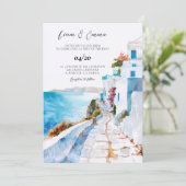 Invitation Mariage à Mykonos Grèce aquarelle (Debout devant)