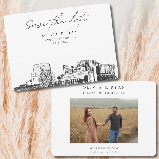 Invitation Mariage à Myrtle Beach Skyline Save the Date