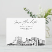 Invitation Mariage à Myrtle Beach Skyline Save the Date (Debout devant)