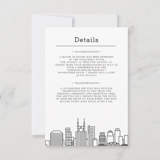 Invitation Mariage à Nashville | Informations pour les invité (Devant)