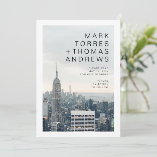 Invitation Mariage à New York Enregistrer la date (Debout devant)