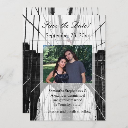 Invitation Mariage à New York NYC Pont de Brooklyn (Devant / Derrière)