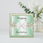 Invitation Mariage à paillettes de strass et de fleurs stylée (Debout devant)