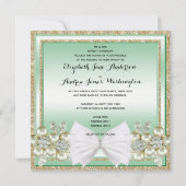Invitation Mariage à paillettes de strass et de fleurs stylée (Dos)