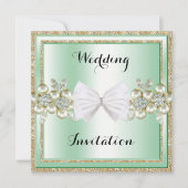 Invitation Mariage à paillettes de strass et de fleurs stylée (Devant)