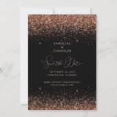 Invitation Mariage à paillettes Noir & Bronze Enregistrer la  (Devant)