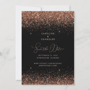 Invitation Mariage à paillettes Noir & Bronze Enregistrer la 