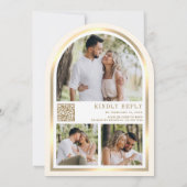 Invitation Mariage à papillon à arc d'or fleuri à la crème d' (Dos)