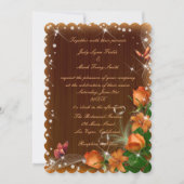 Invitation Mariage à papillon floral en bois foncé rustique (Devant)