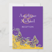 Invitation mariage à papillon jaune mauve (Devant)