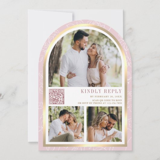 Invitation Mariage à papillon rose floral (Dos)