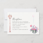 Invitation Mariage à Paris aquarelle fleurs sauvages Réceptio (Devant)