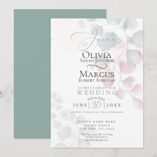 Invitation Mariage À peine là Aquarelle Eucalyptus