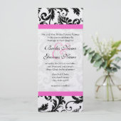 Invitation Mariage à perches de Damas florales noires et blan (Debout devant)