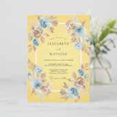 Invitation Mariage à Pétale Azur Jaune (Debout devant)