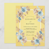 Invitation Mariage à Pétale Azur Jaune (Devant / Derrière)