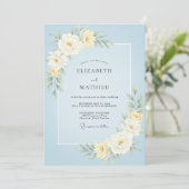 Invitation Mariage à pétale bleu ciel (Debout devant)