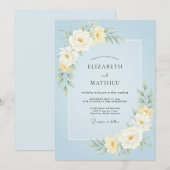 Invitation Mariage à pétale bleu ciel (Devant / Derrière)