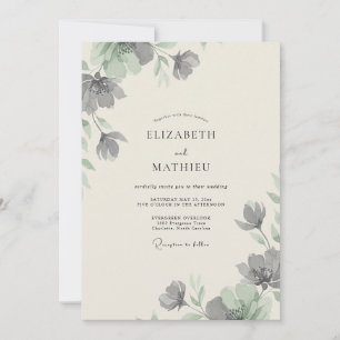 Invitation Mariage à pétale d'ardoise argentée