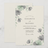 Invitation Mariage à pétale d'ardoise argentée (Devant / Derrière)