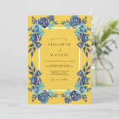 Invitation Mariage à Petale d'Azur Doré (Debout devant)