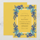 Invitation Mariage à Petale d'Azur Doré (Devant / Derrière)