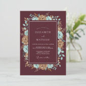 Invitation Mariage à pétale de bronze bordeaux (Debout devant)