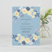 Invitation Mariage à pétale de crème azur (Debout devant)