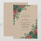 Invitation Mariage à pétale de rouille bronzée (Devant / Derrière)