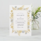 Invitation Mariage à Pétale de Slate Or Antique (Debout devant)
